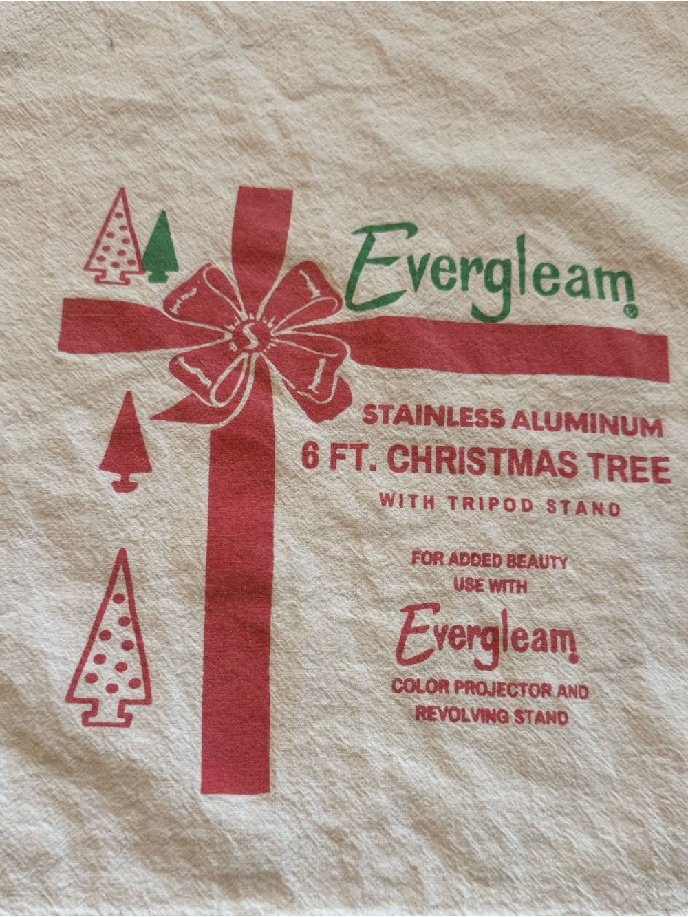 Vintage Evergleam Cotton Tea Towel for Stainless Aluminum Christmas